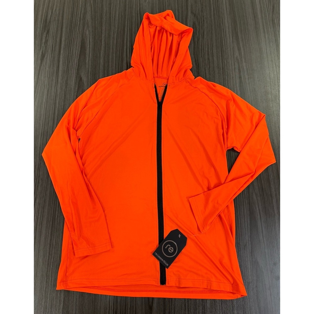 NWT‎ Real Essentials Men's Orange Dry-Fit Full Zip Jacket Hoodie Size Large